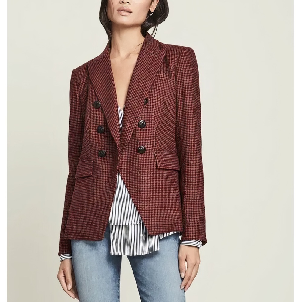 Veronica Beard Dickey Miller Houndstooth Wool-Blend Blazer Jacket